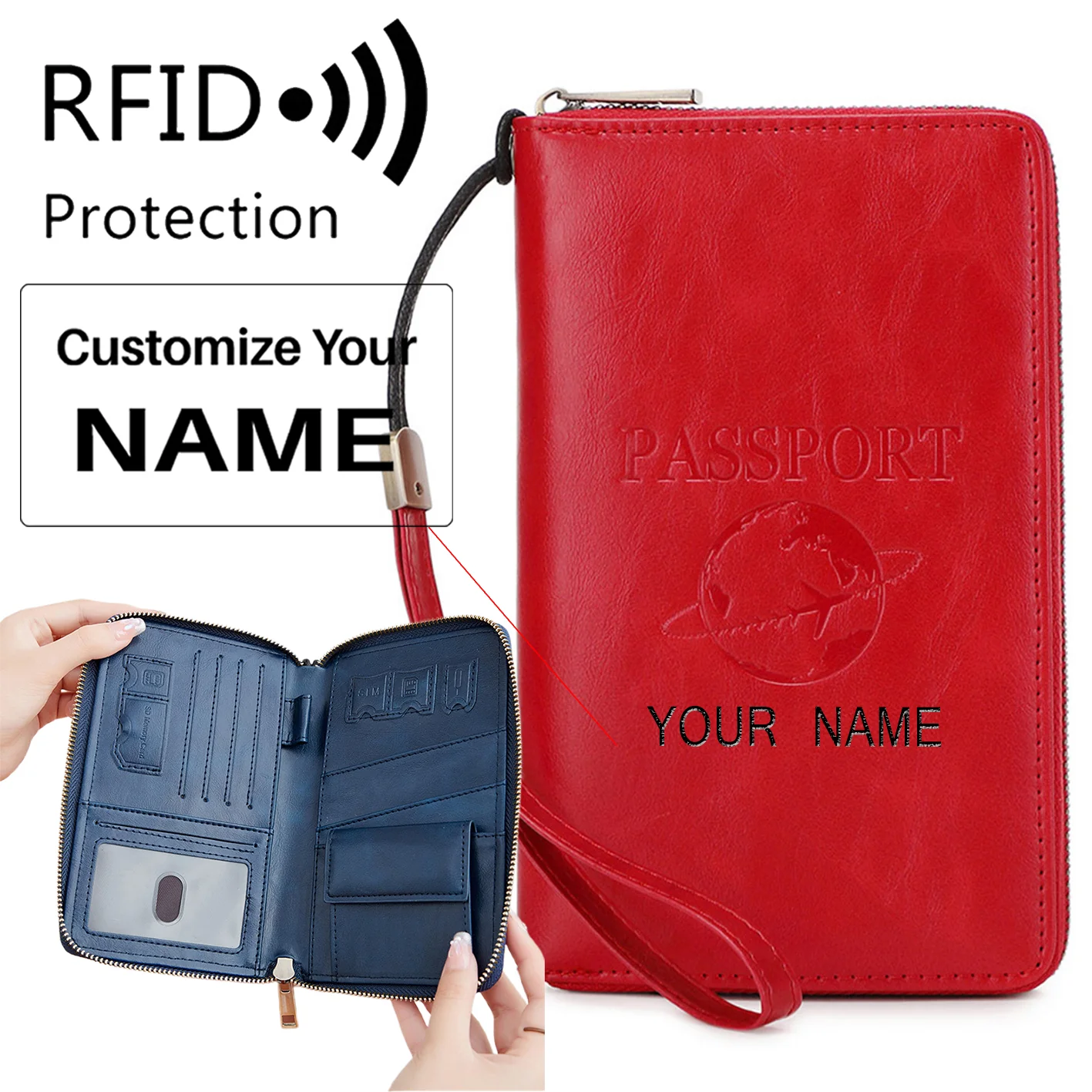 RFID Multifunctional ID Card Bank Card PU Leather Passport Bag - Image 19