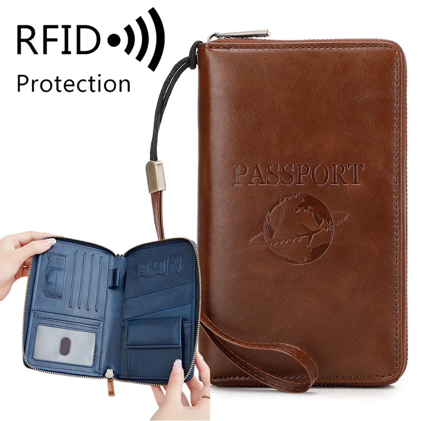 RFID Multifunctional ID Card Bank Card PU Leather Passport Bag - Image 4