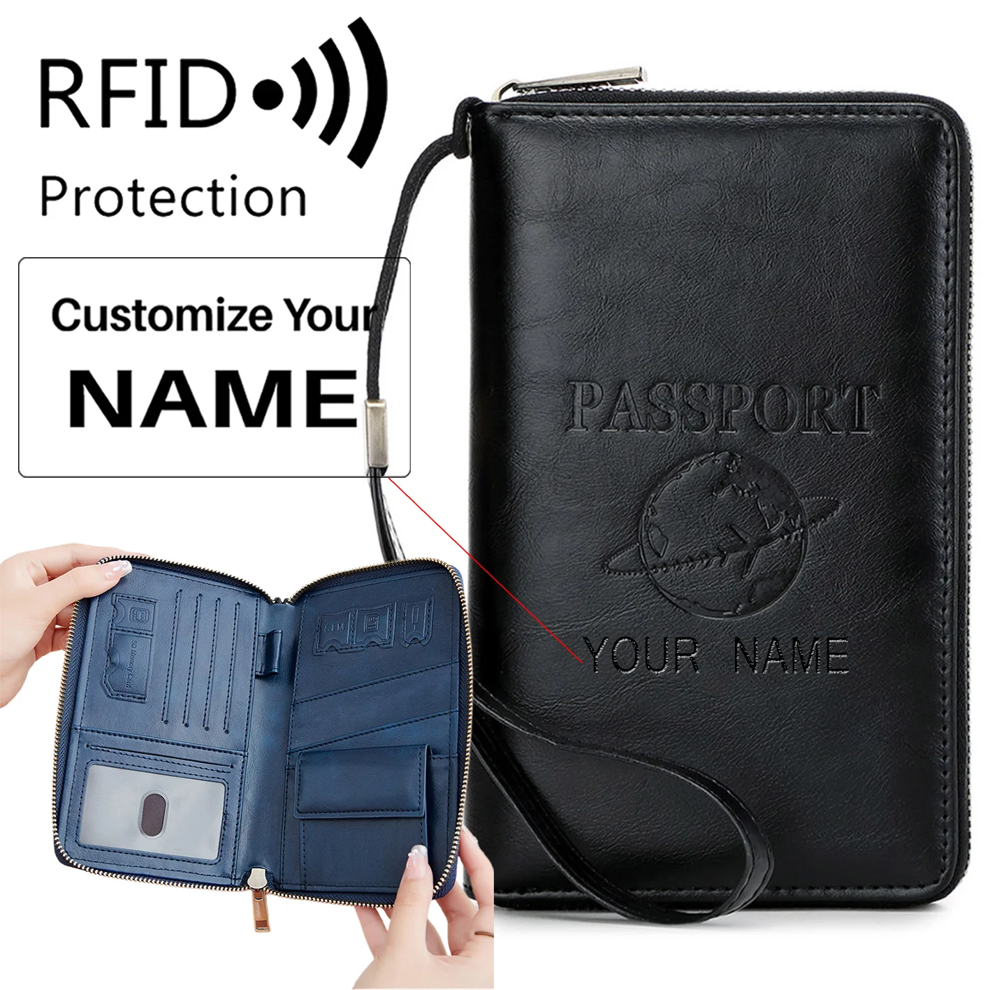 RFID Multifunctional ID Card Bank Card PU Leather Passport Bag - Image 9