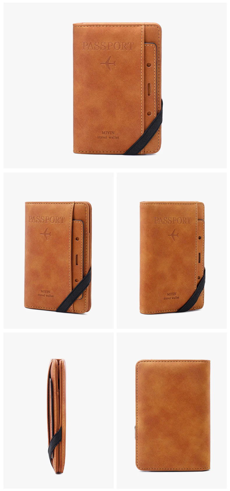 RFID Travel Passport Set Passport Holder Passport Wallet Multi functional PU Business Card Set - Image 4