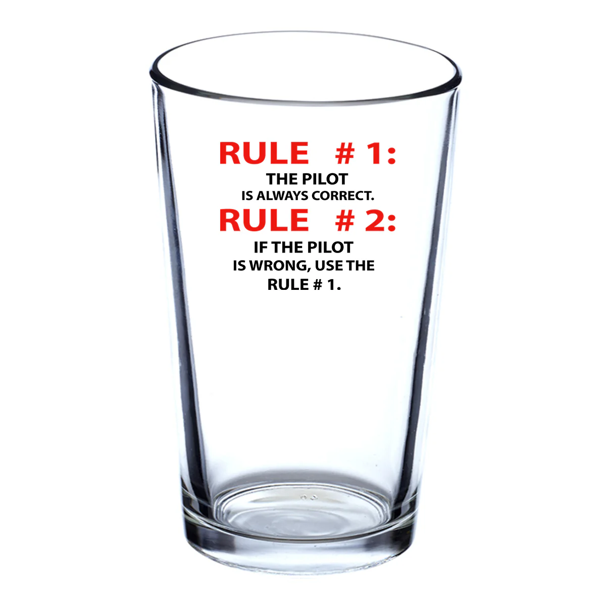 Rule 1 - Pilot is Always Correct Designed Beer & Water Glasses - Image 2