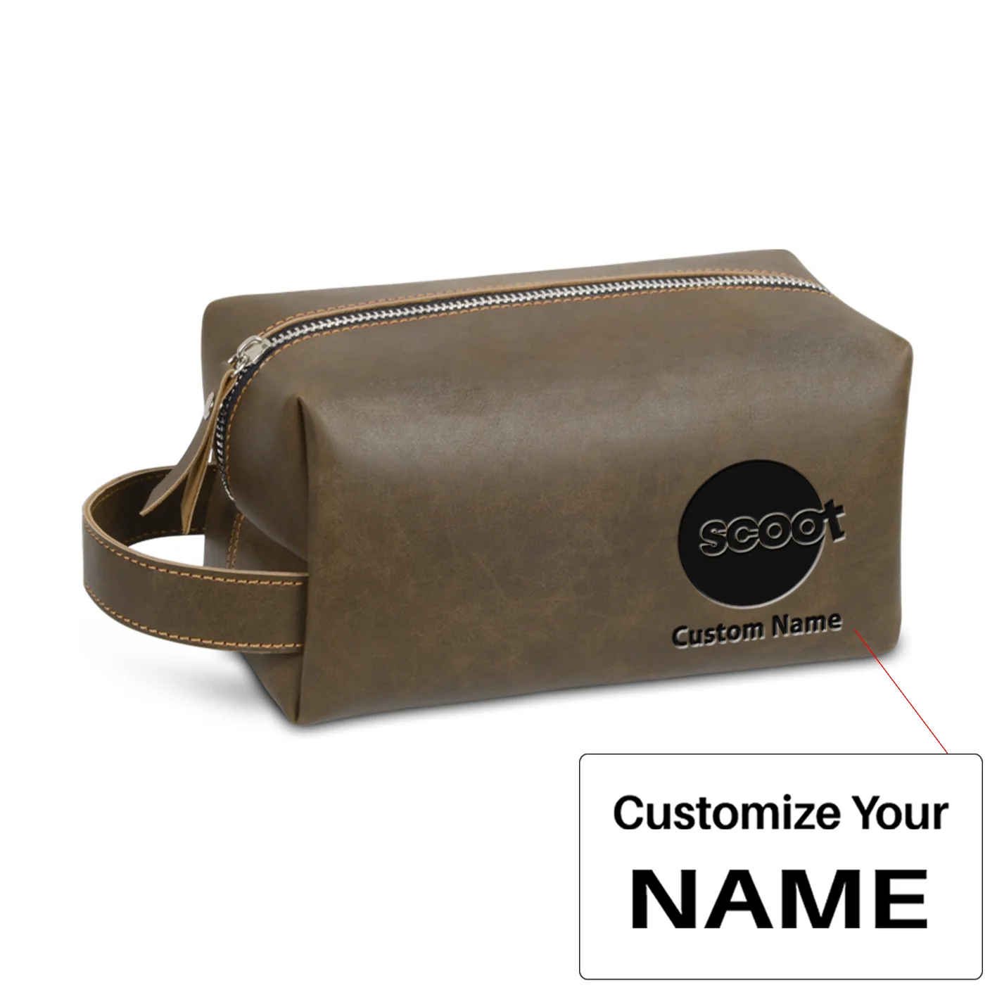 Scoot Airlines Designed Leather Clutch Toiletry Bag - Image 5