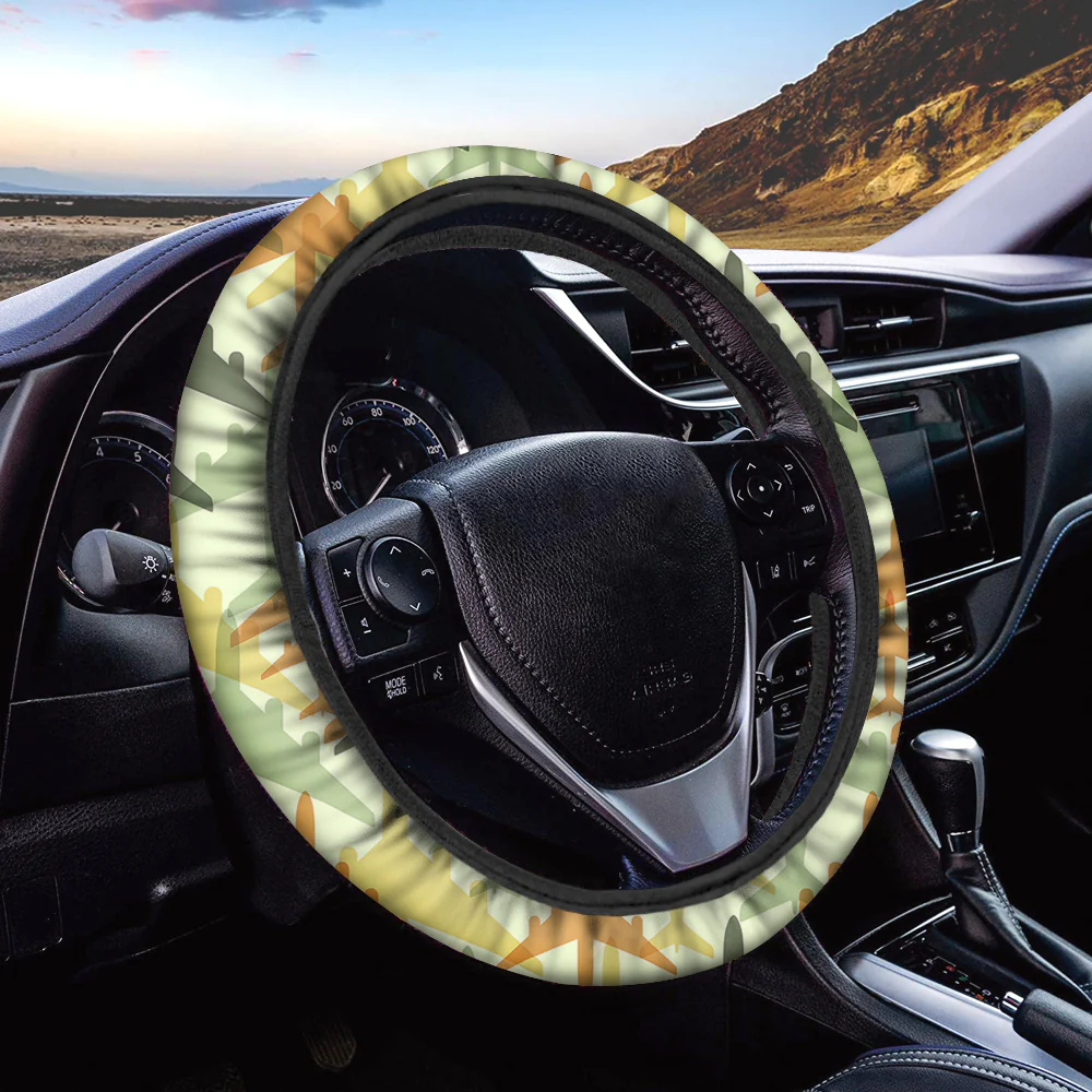 Seamless Colourful Airplanes Designed Car Steering Wheel Cover - Image 2