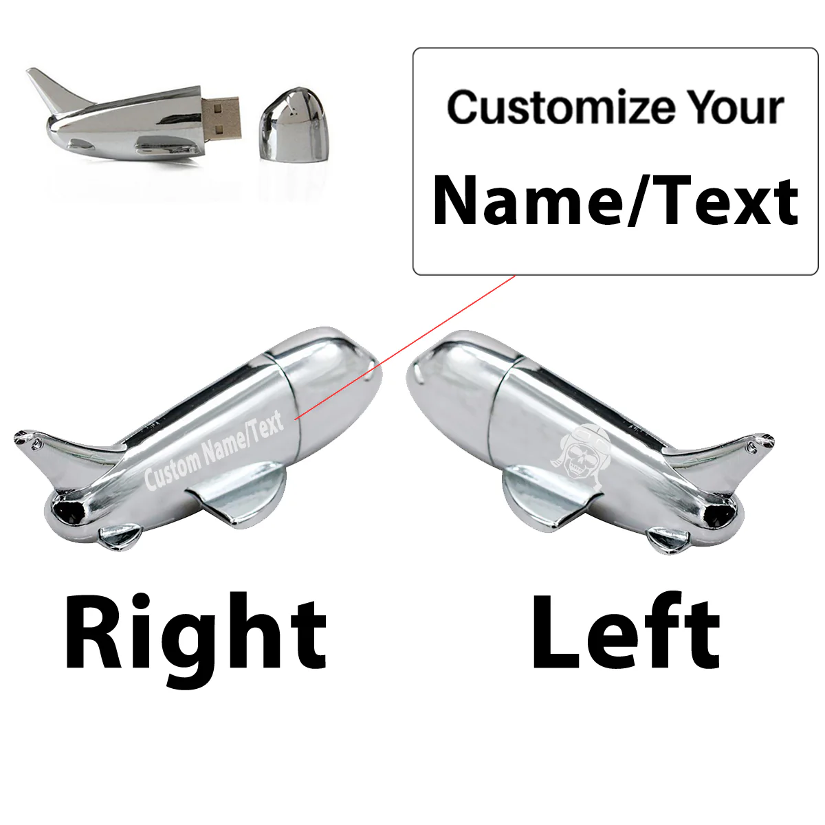 Skeleton Pilot Designed Airplane Shape USB Drives - Image 3