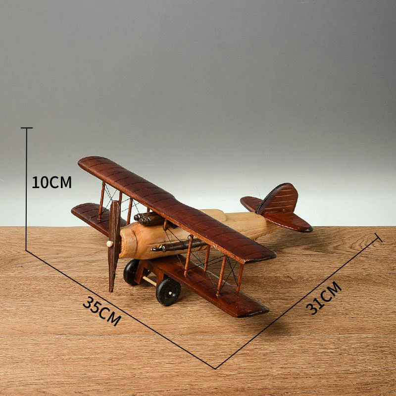 Solid Wood Retro Handmade Desktop Airplane Model Decoration - Image 13