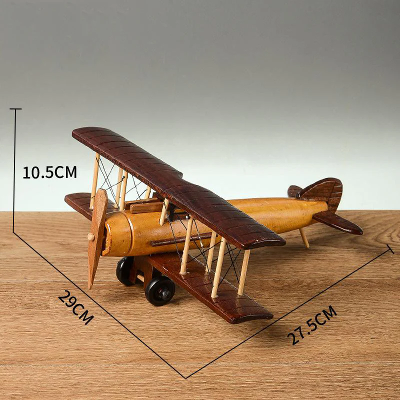 Solid Wood Retro Handmade Desktop Airplane Model Decoration - Image 14
