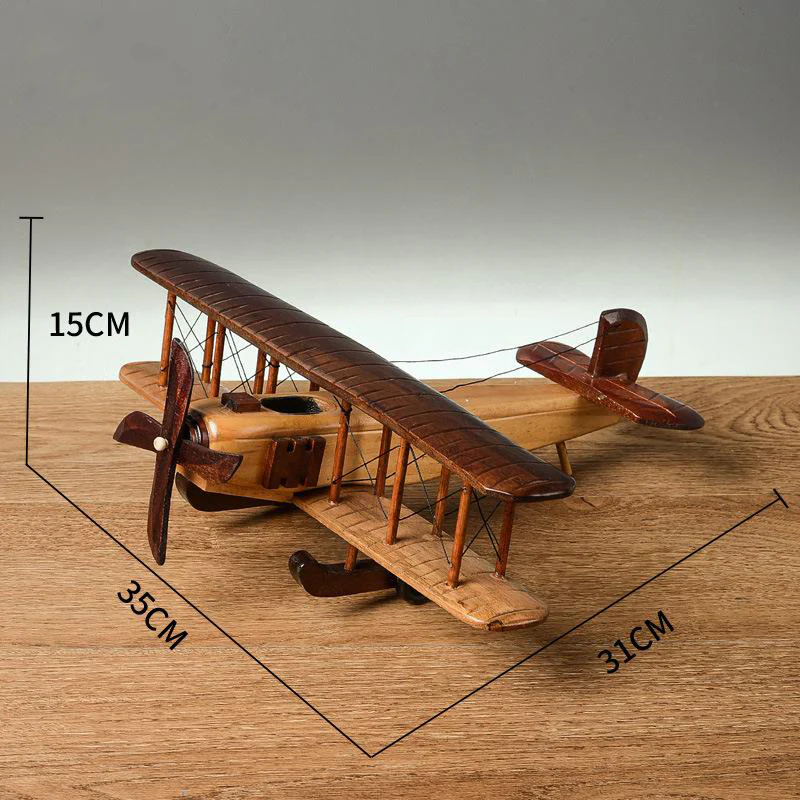 Solid Wood Retro Handmade Desktop Airplane Model Decoration - Image 15