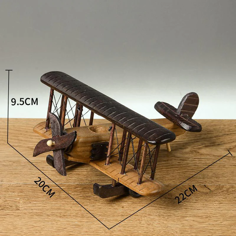 Solid Wood Retro Handmade Desktop Airplane Model Decoration - Image 18