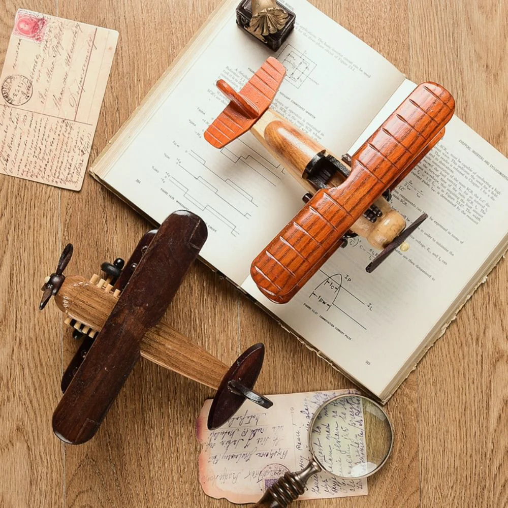 Solid Wood Retro Handmade Desktop Airplane Model Decoration - Image 6