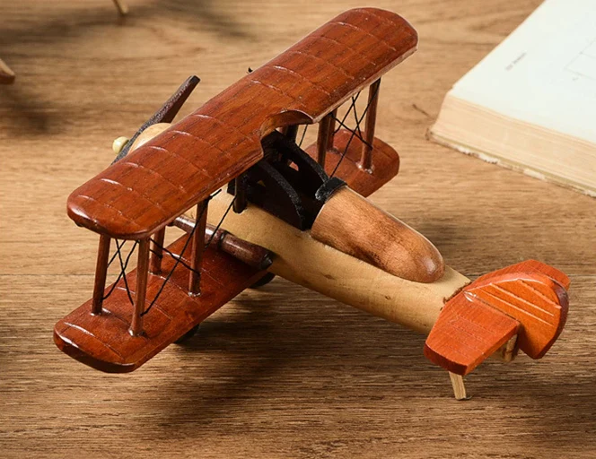 Solid Wood Retro Handmade Desktop Airplane Model Decoration - Image 7