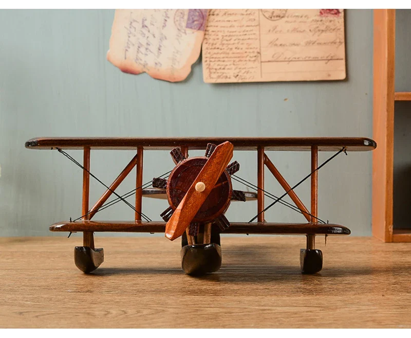 Solid Wood Retro Handmade Desktop Airplane Model Decoration - Image 8
