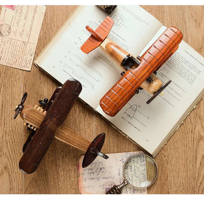 Solid Wood Retro Handmade Desktop Airplane Model Decoration - Image 9