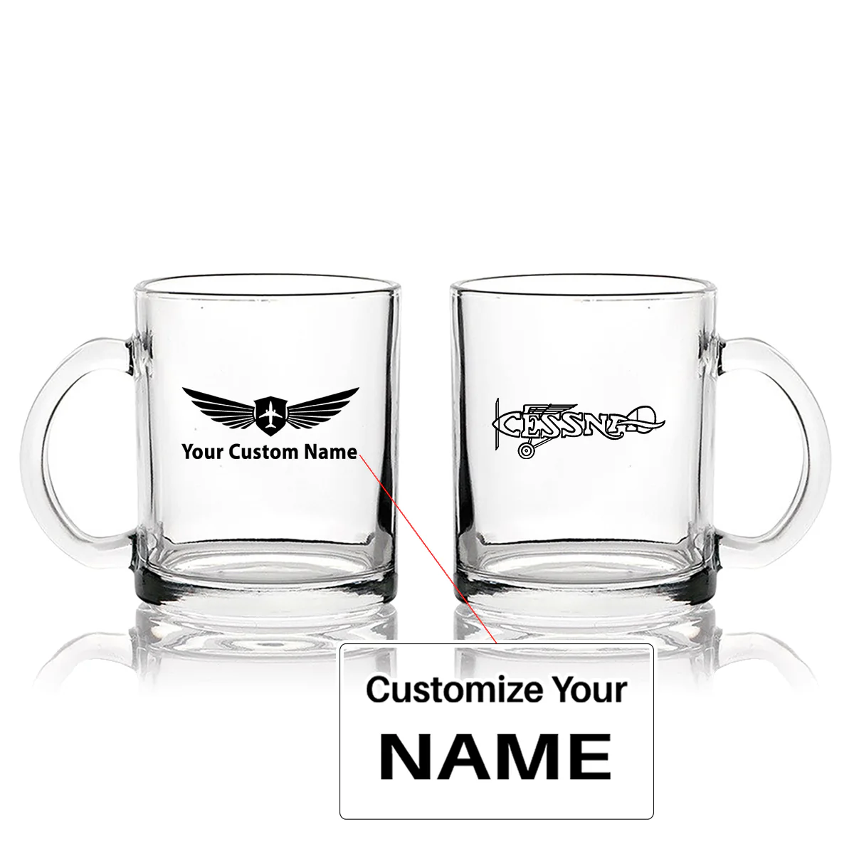 Special Cessna Text Designed Coffee & Tea Glasses