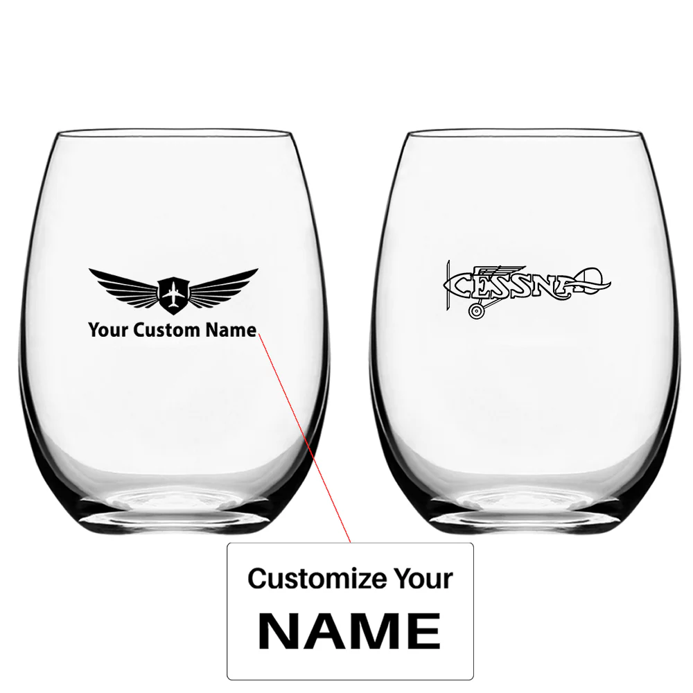 Special Cessna Text Designed Water & Drink Glasses