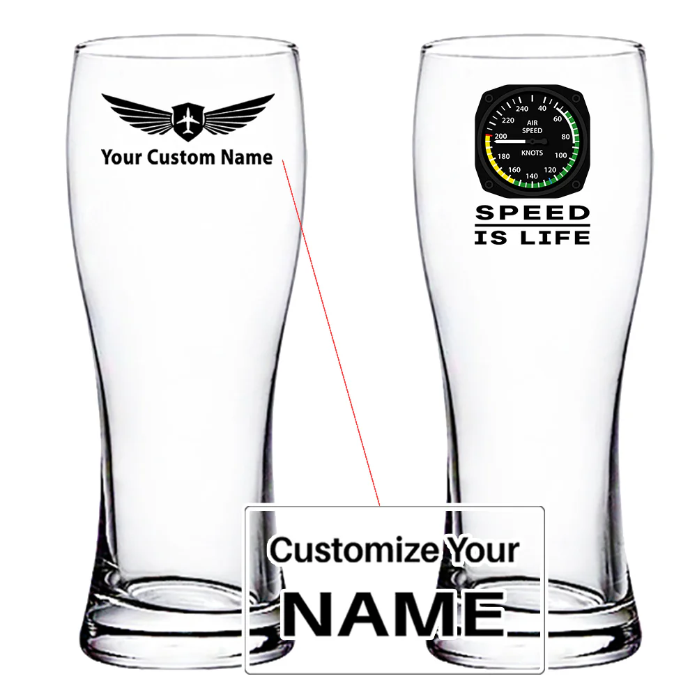 Speed Is Life Designed Pilsner Beer Glasses