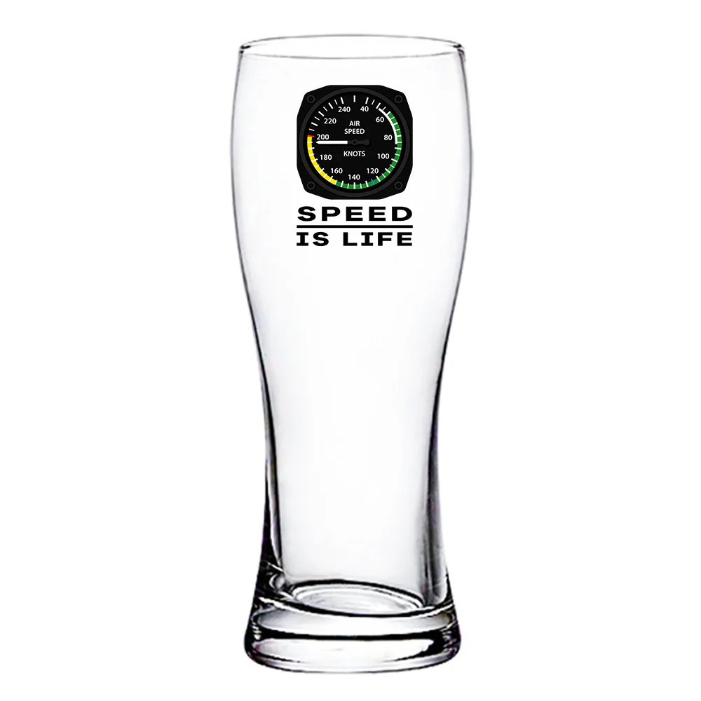 Speed Is Life Designed Pilsner Beer Glasses - Image 2