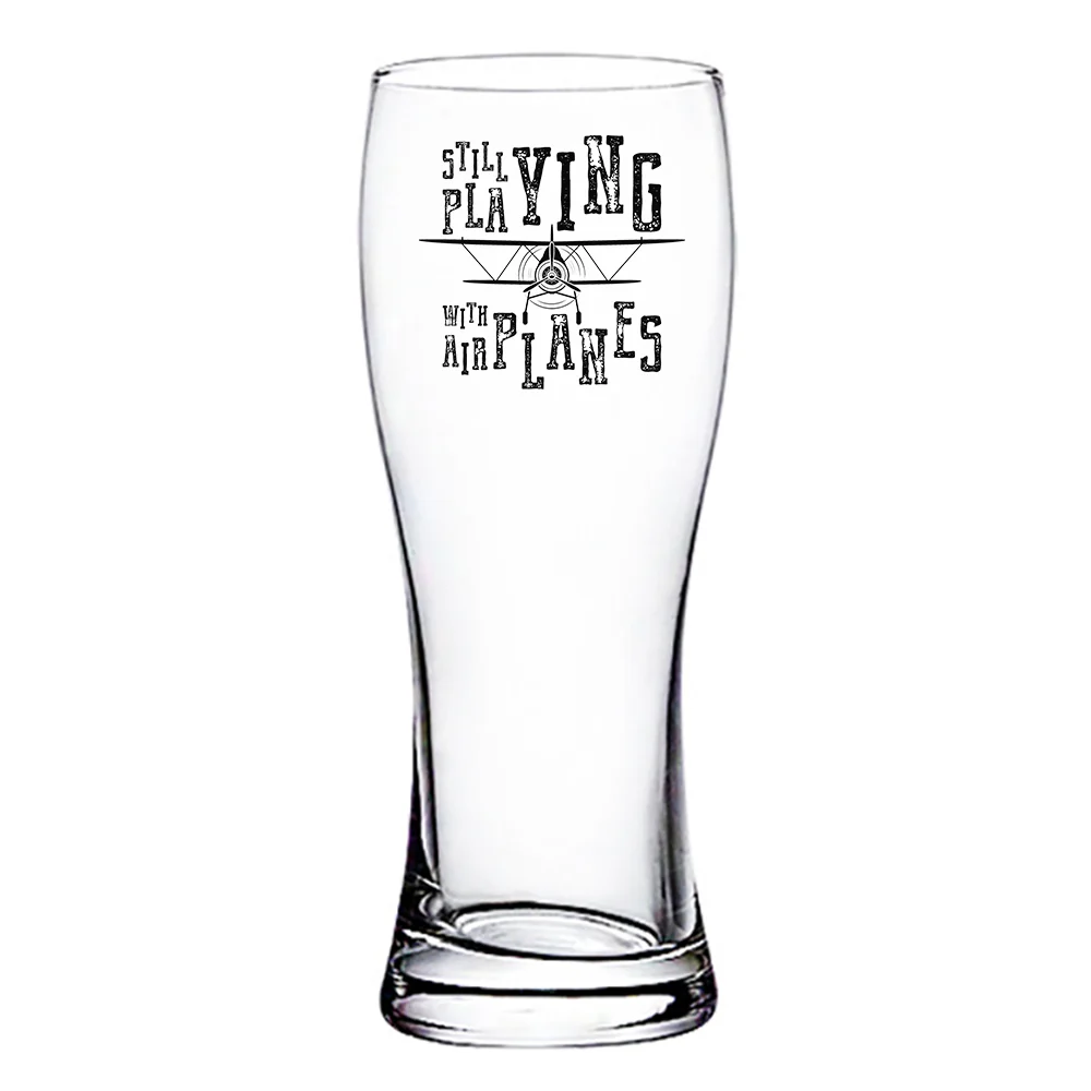 Still Playing With Airplanes Designed Pilsner Beer Glasses - Image 2