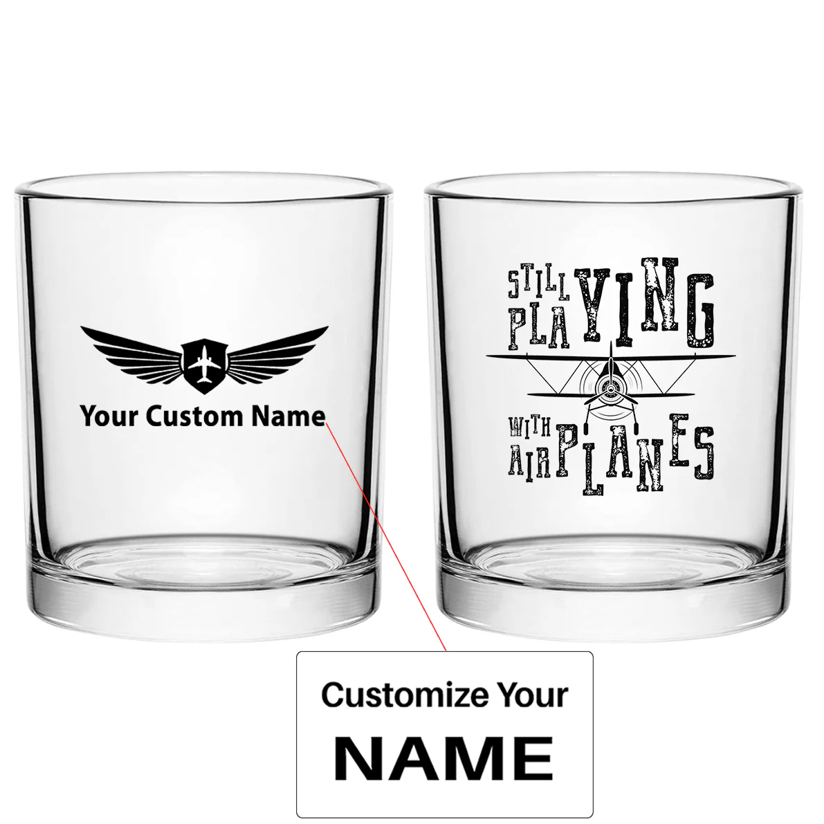 Still Playing With Airplanes Designed Special Whiskey Glasses