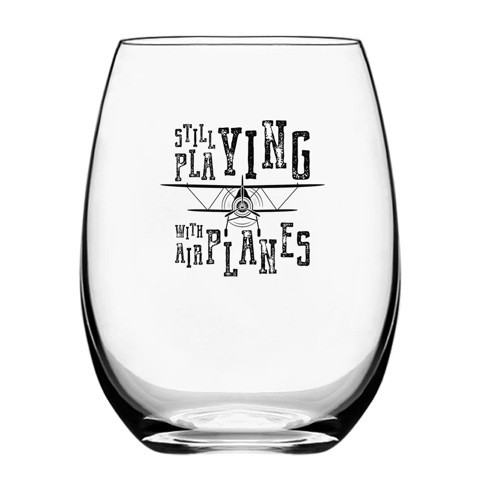 Still Playing With Airplanes Designed Water & Drink Glasses - Image 2