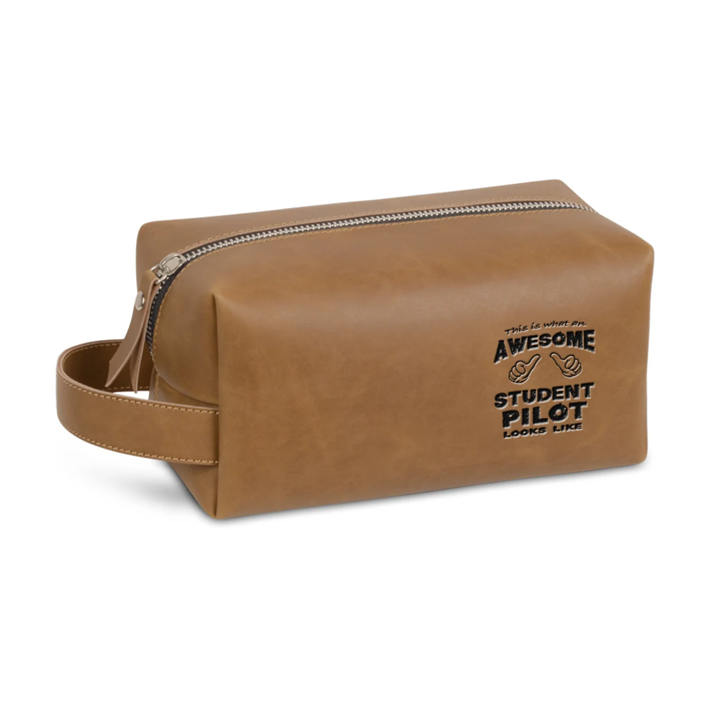 Student Pilot Designed Leather Clutch Toiletry Bag - Image 8