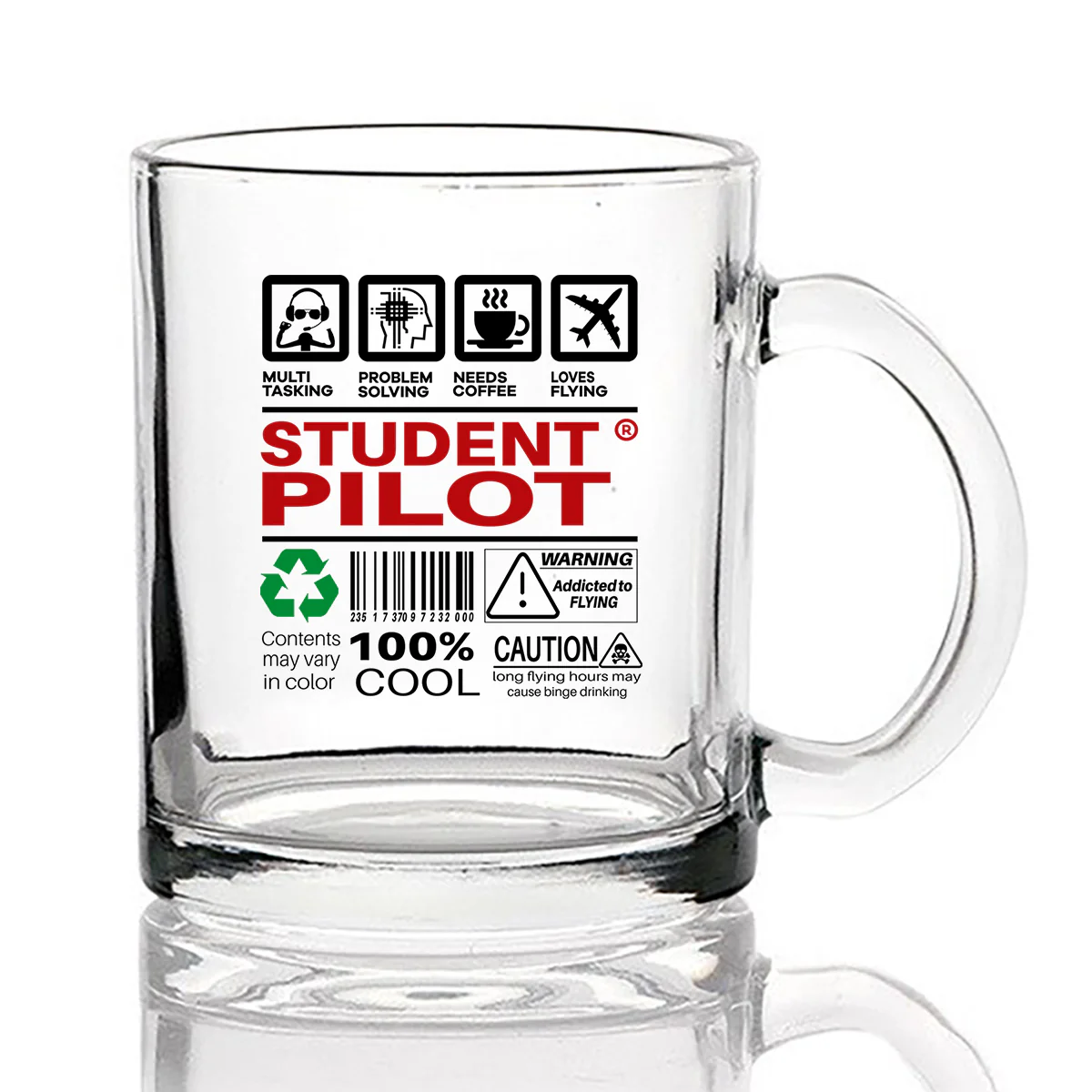 Student Pilot Label Designed Coffee & Tea Glasses - Image 2