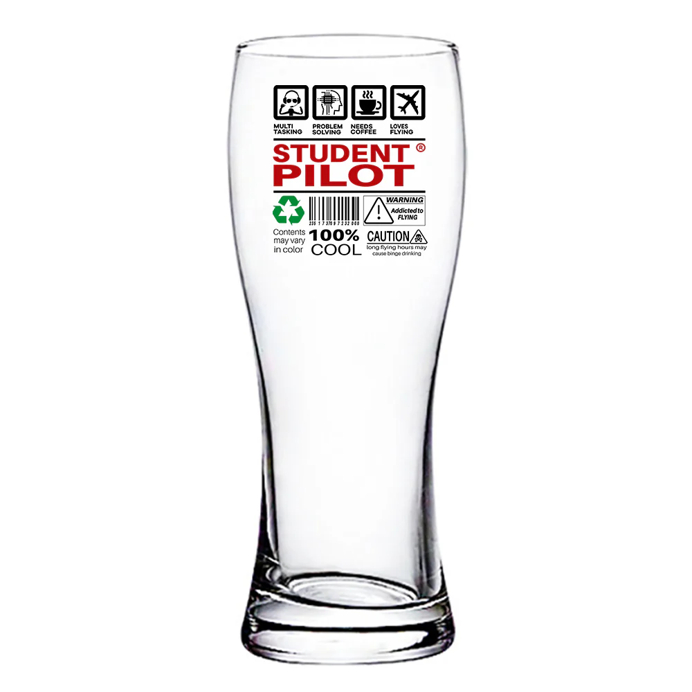 Student Pilot Label Designed Pilsner Beer Glasses - Image 2