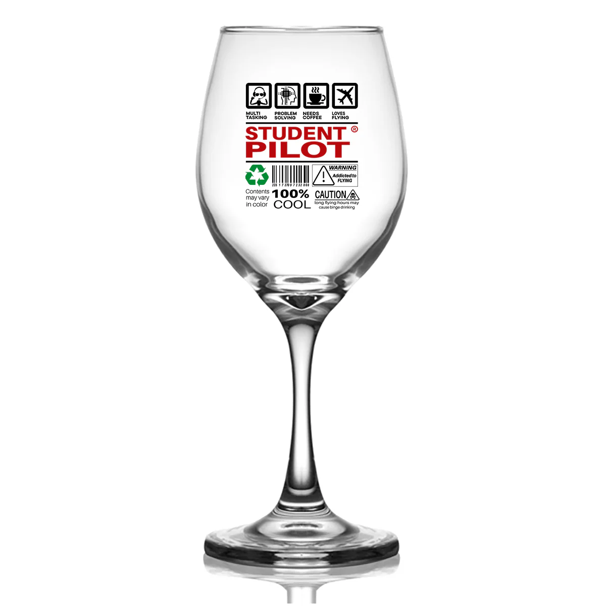 Student Pilot Label Designed Wine Glasses - Image 2