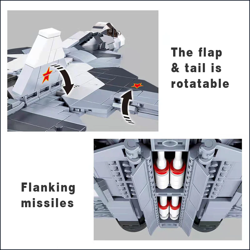 Sukhoi Su-27 Military WW2 Classic Model Air Force Weapon Flanker Fighter Building Blocks - Image 6