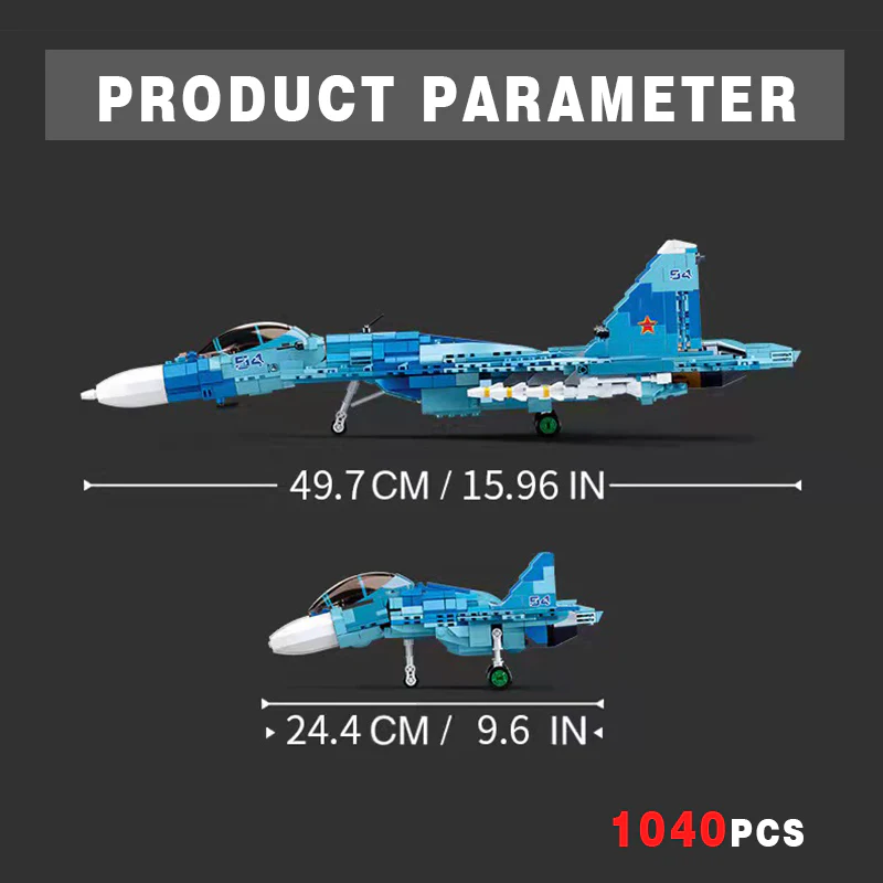 Sukhoi Su-57 Military WW2 Classic Model Air Force Weapon Flanker Fighter Building Blocks - Image 2