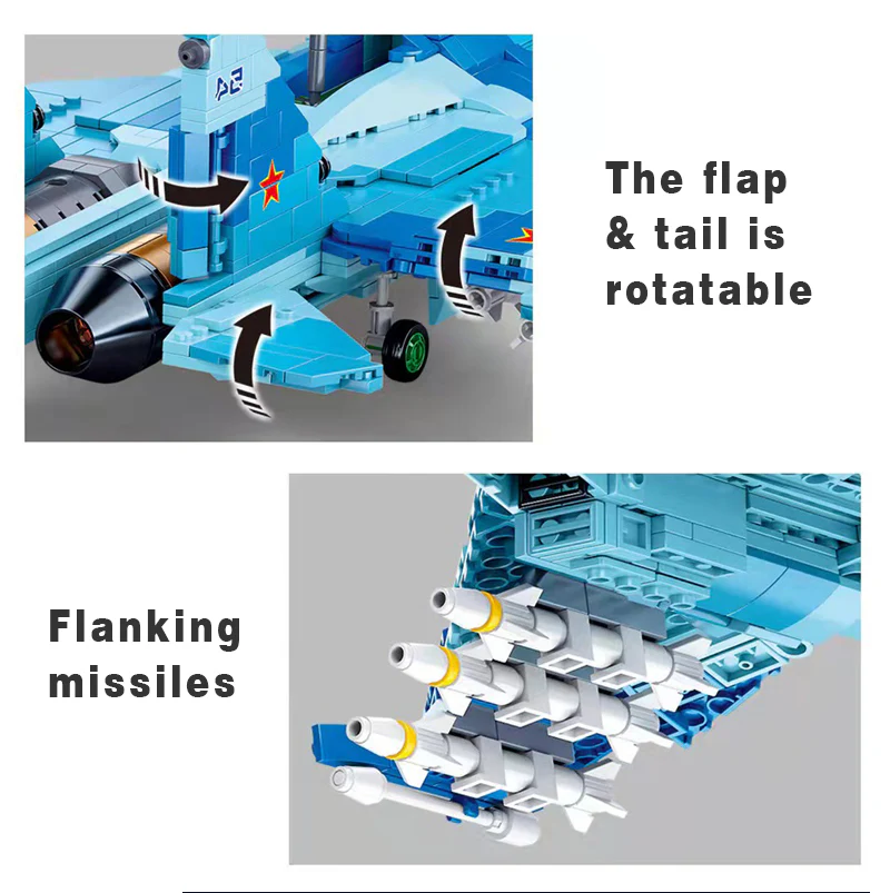Sukhoi Su-57 Military WW2 Classic Model Air Force Weapon Flanker Fighter Building Blocks - Image 5