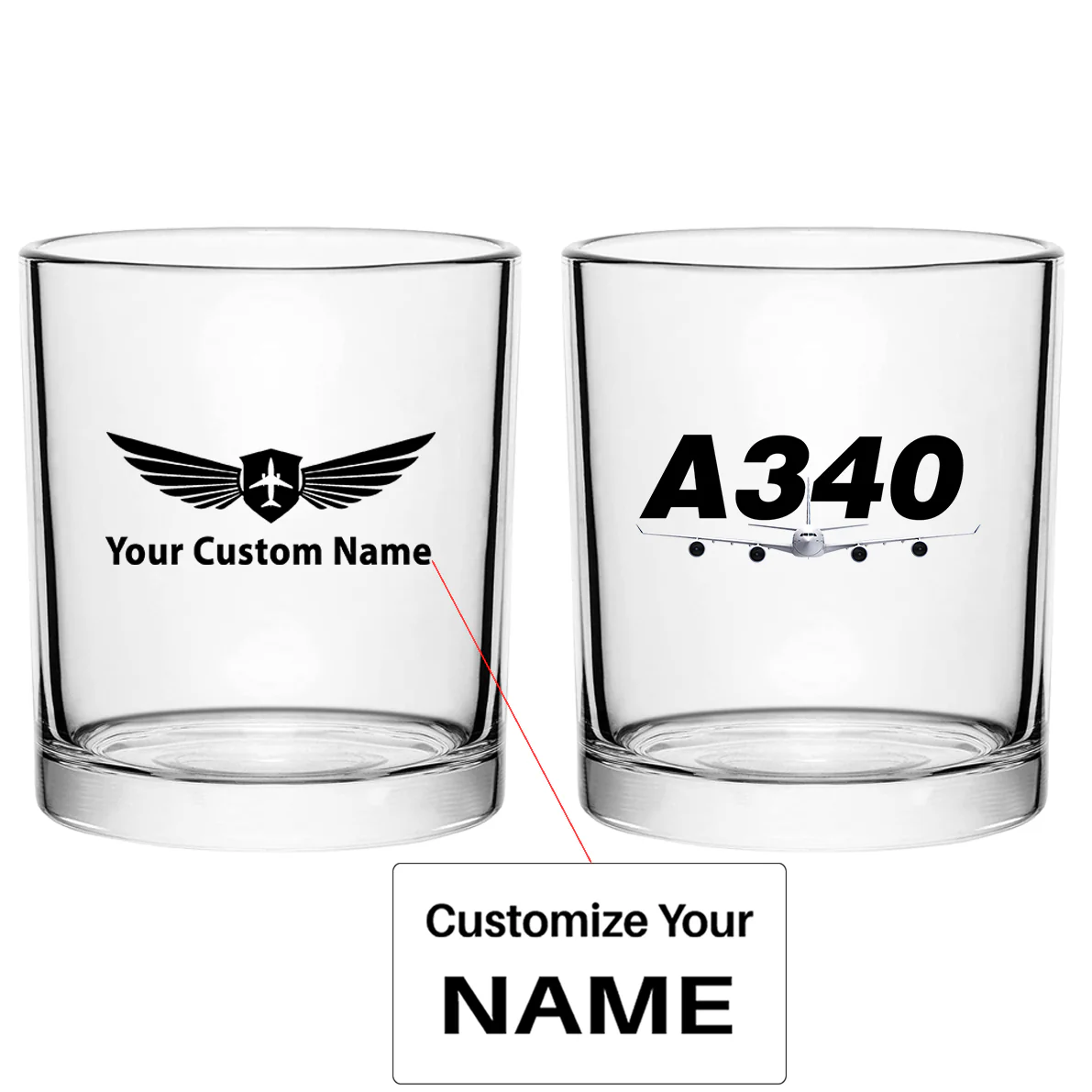 Super Airbus A340 Designed Special Whiskey Glasses