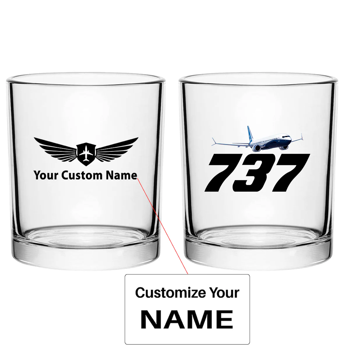 Super Boeing 737-800 Designed Special Whiskey Glasses
