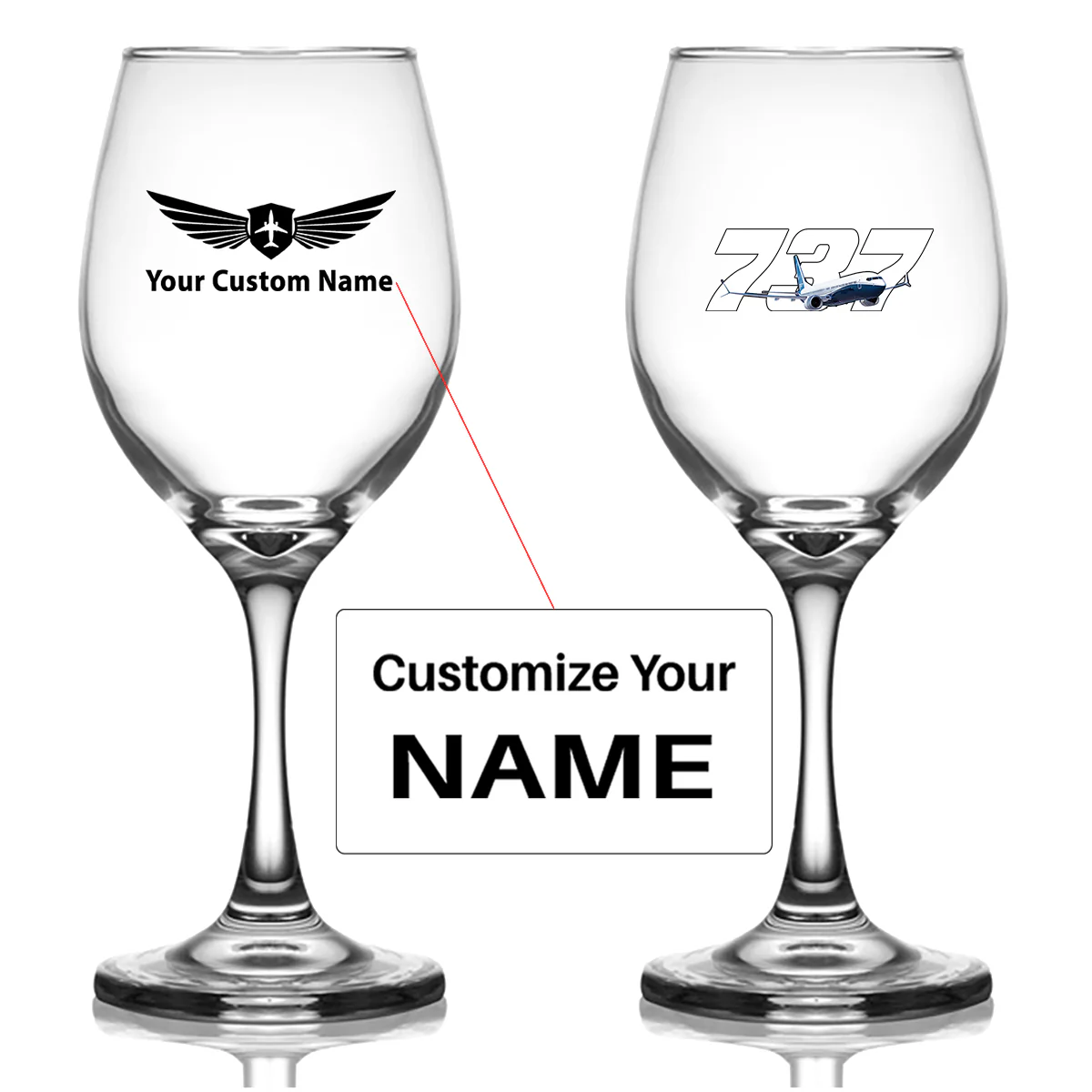 Super Boeing 737 Designed Wine Glasses