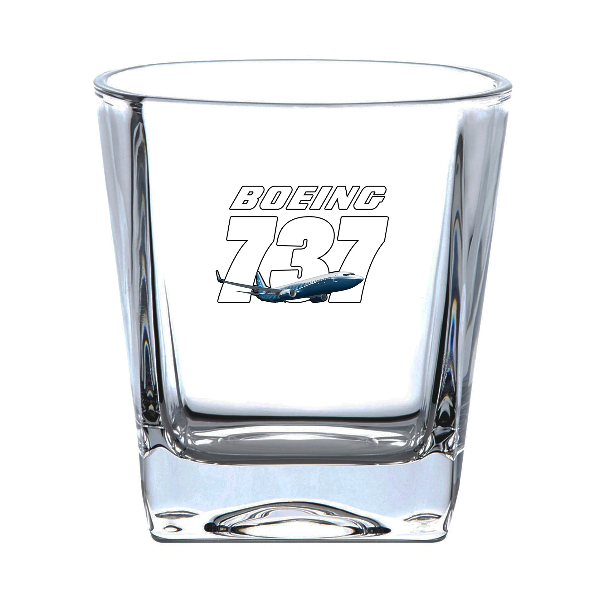Super Boeing 737+Text Designed Whiskey Glass - Image 2