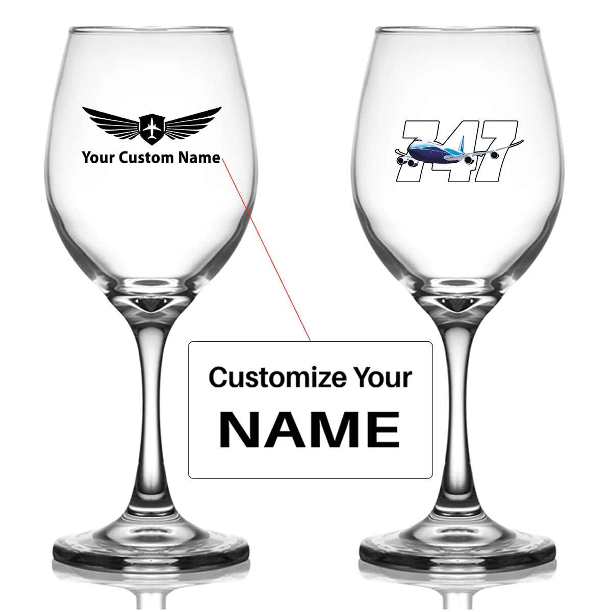 Super Boeing 747 Designed Wine Glasses