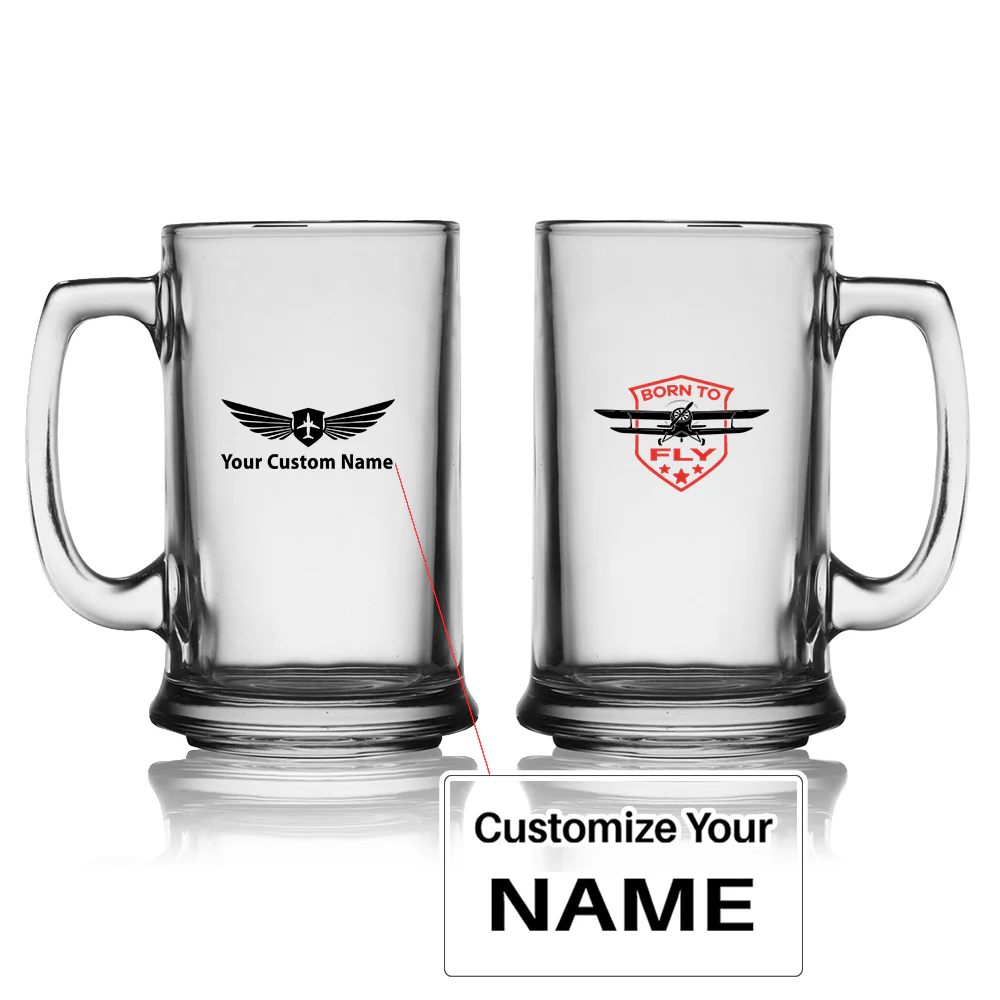 Super Born To Fly Designed Beer Glass with Holder