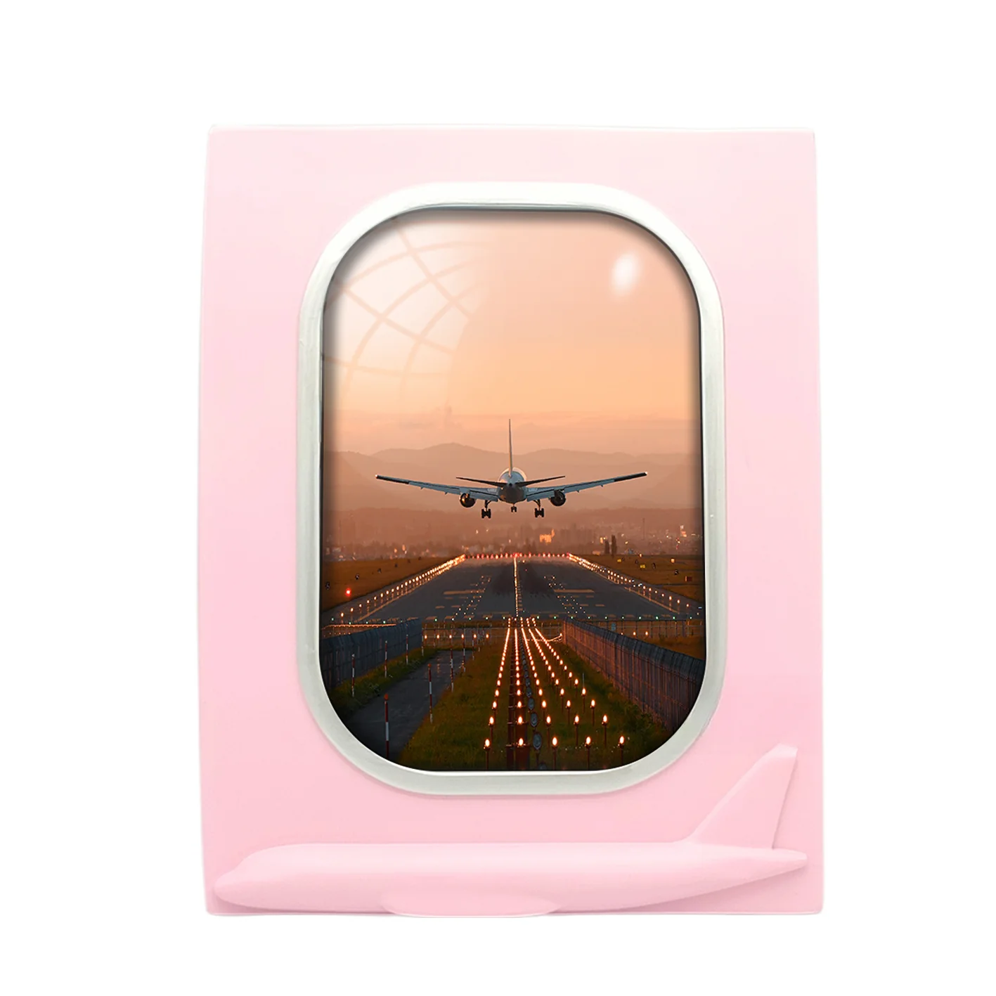 Super Cool Landing During Sunset Designed Airplane Window Photo Frame - Image 3
