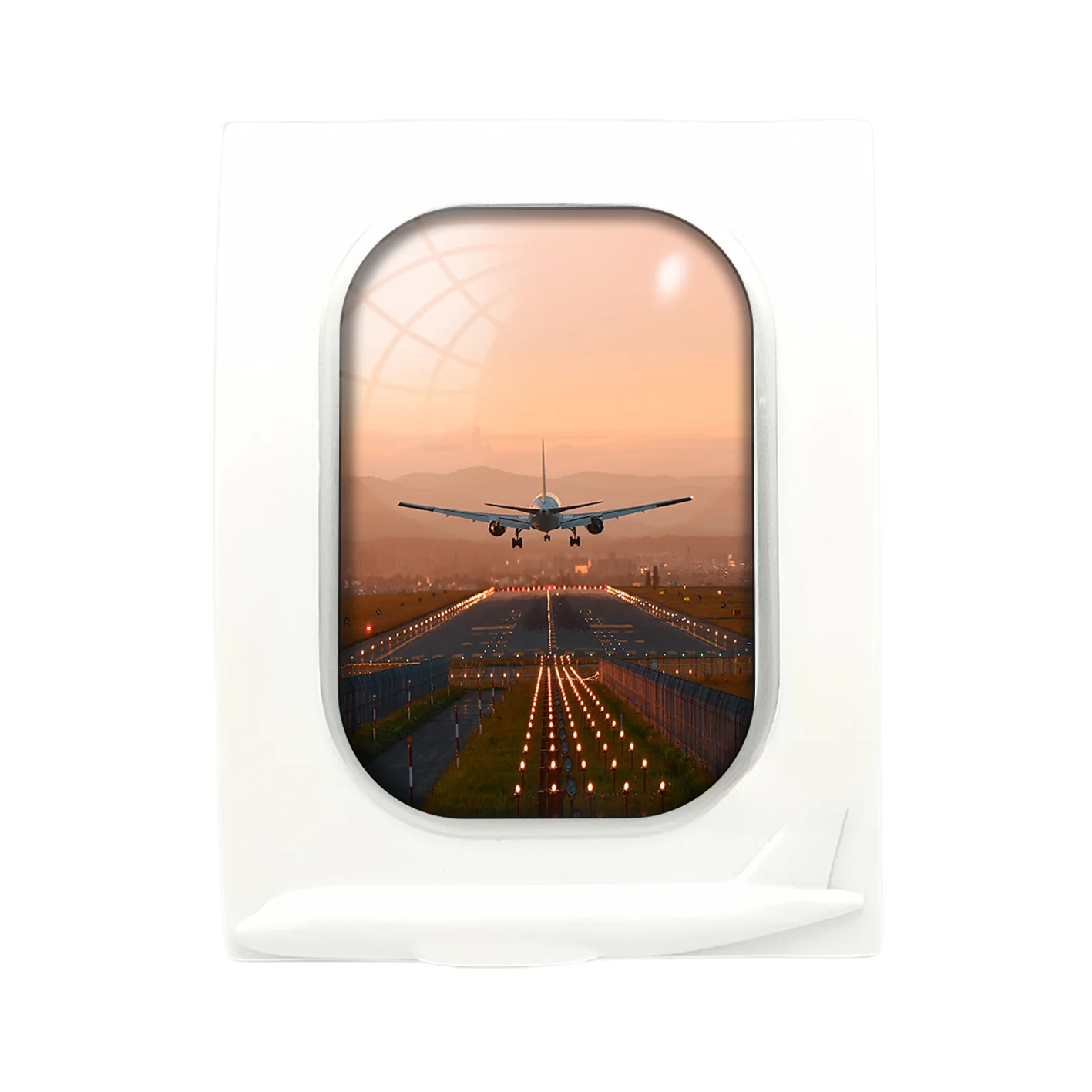 Super Cool Landing During Sunset Designed Airplane Window Photo Frame - Image 4