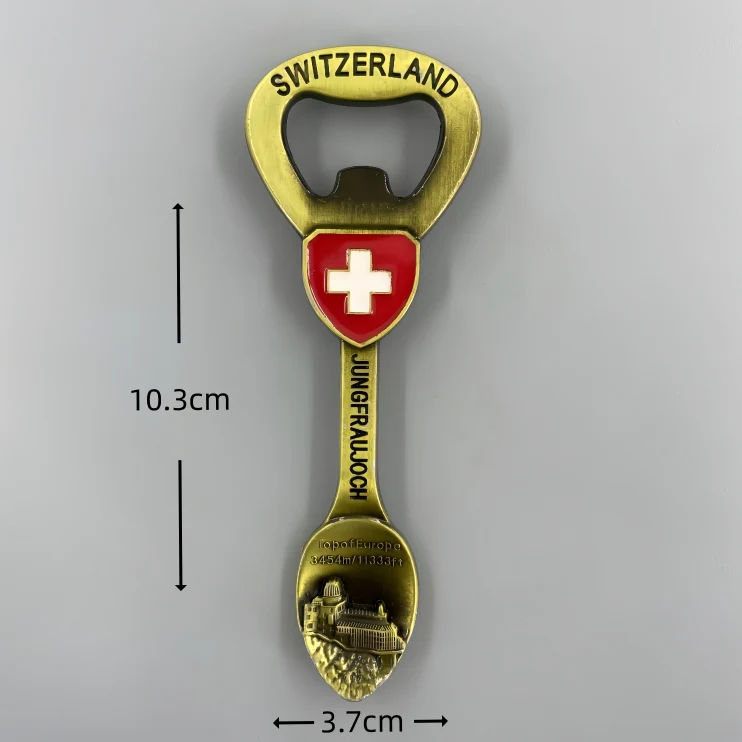 Swiss Flag Soup Spoon Bottle Opener 3D Metal Fridge Magnets