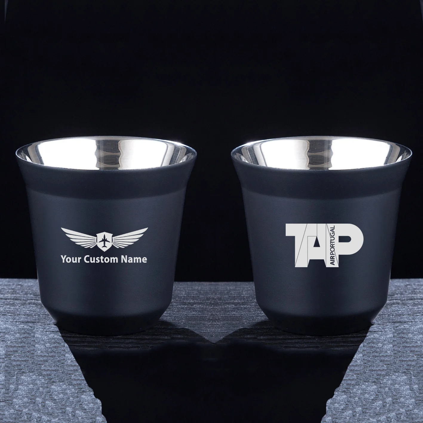 TAP Portugal Airlines Designed Double Wall Stainless Steel Coffee Mugs