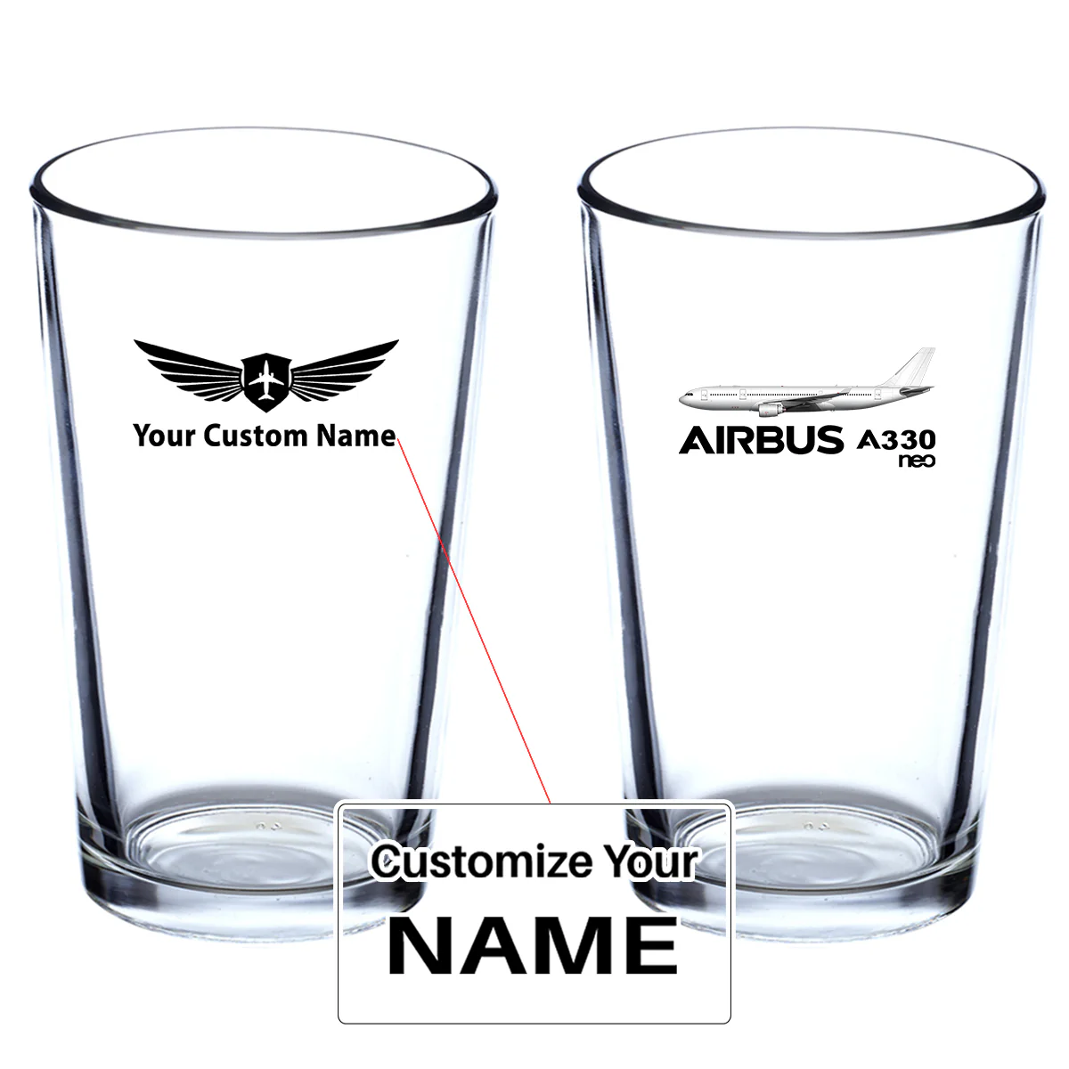 The Airbus A330neo Designed Beer & Water Glasses