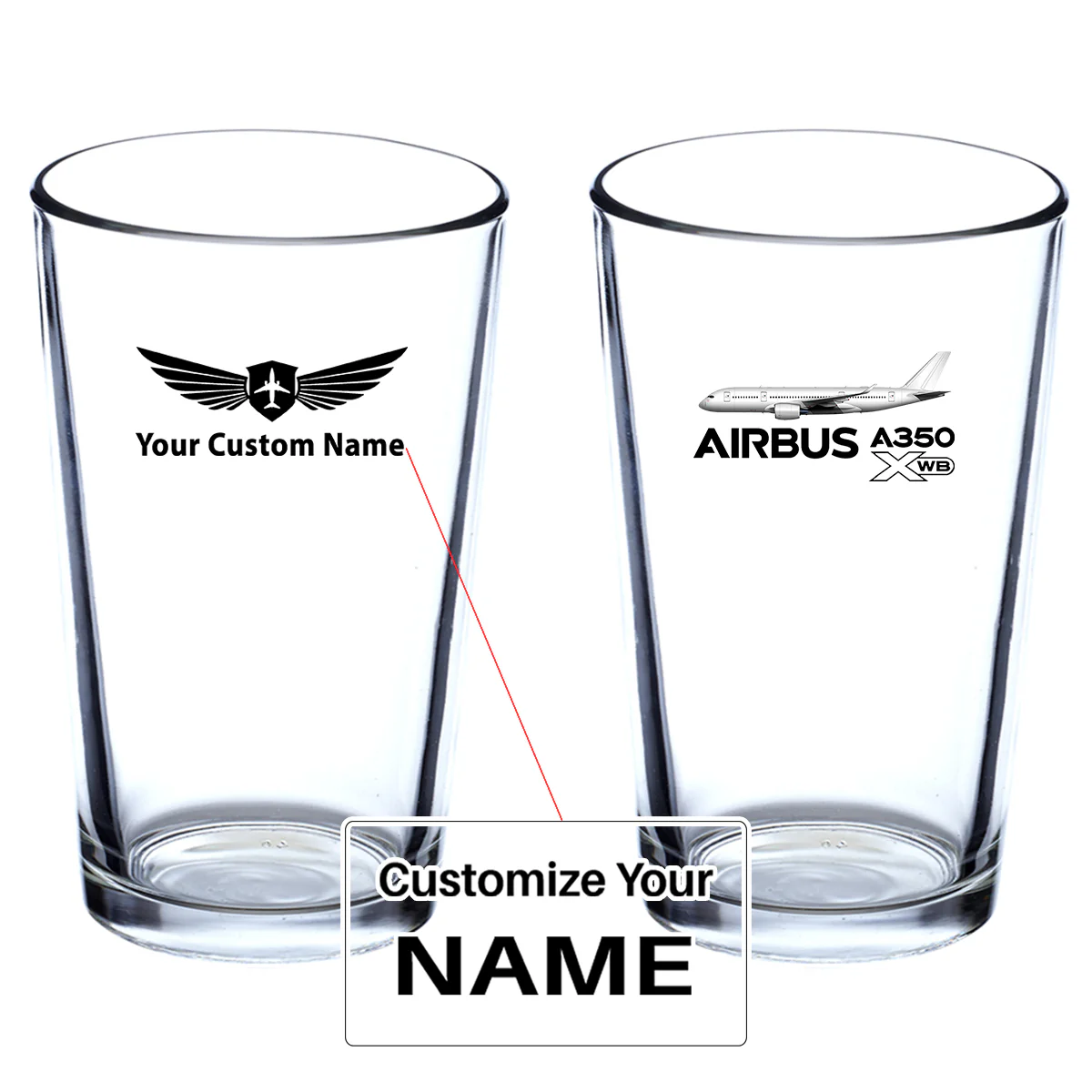 The Airbus A350 WXB Designed Beer & Water Glasses