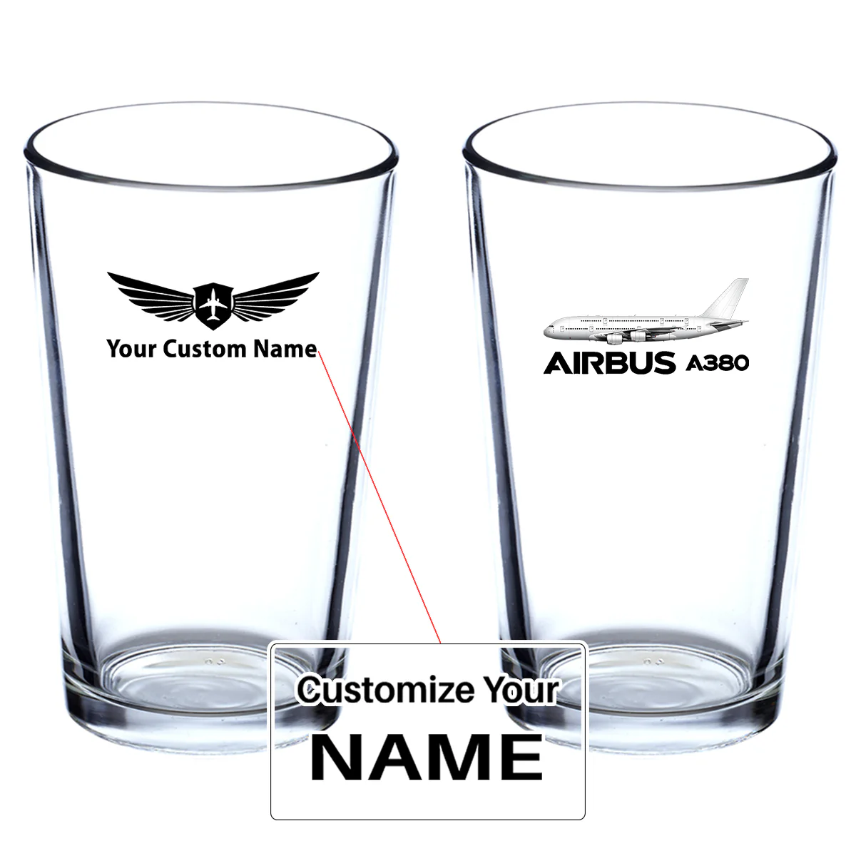 The Airbus A380 Designed Beer & Water Glasses