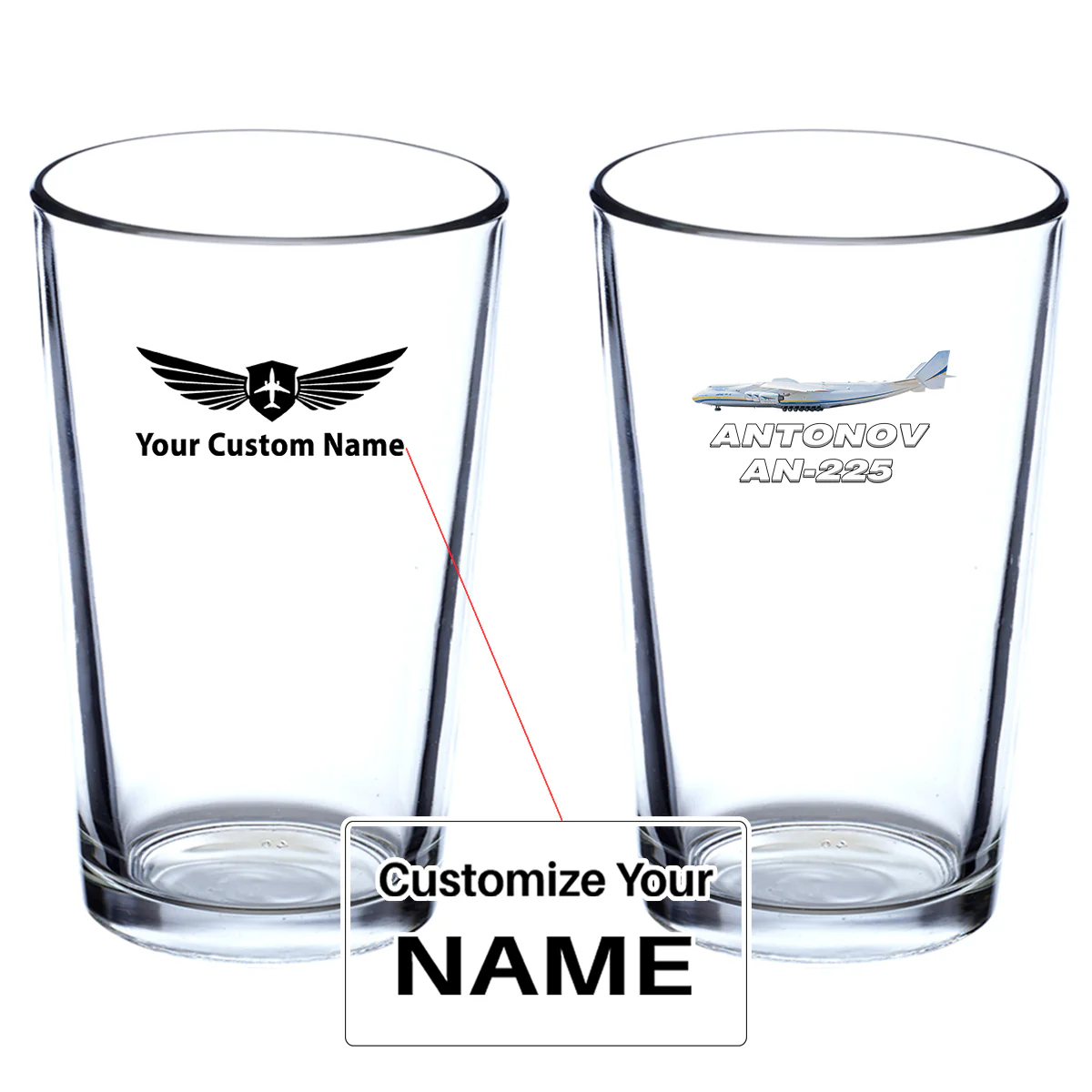 The Antonov AN-225 Designed Beer & Water Glasses