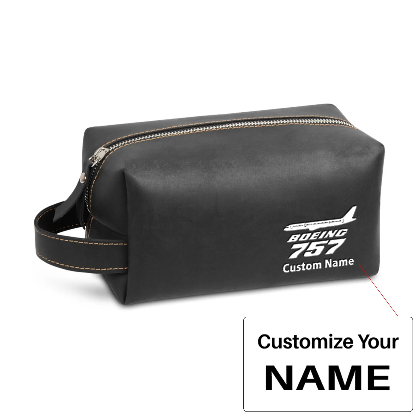 The Boeing 757 Designed Leather Clutch Toiletry Bag