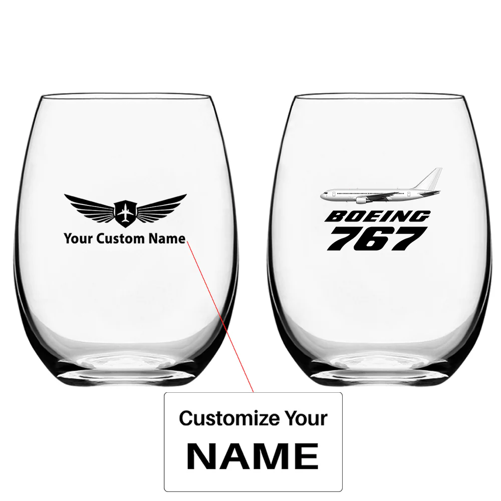 The Boeing 767 Designed Water & Drink Glasses