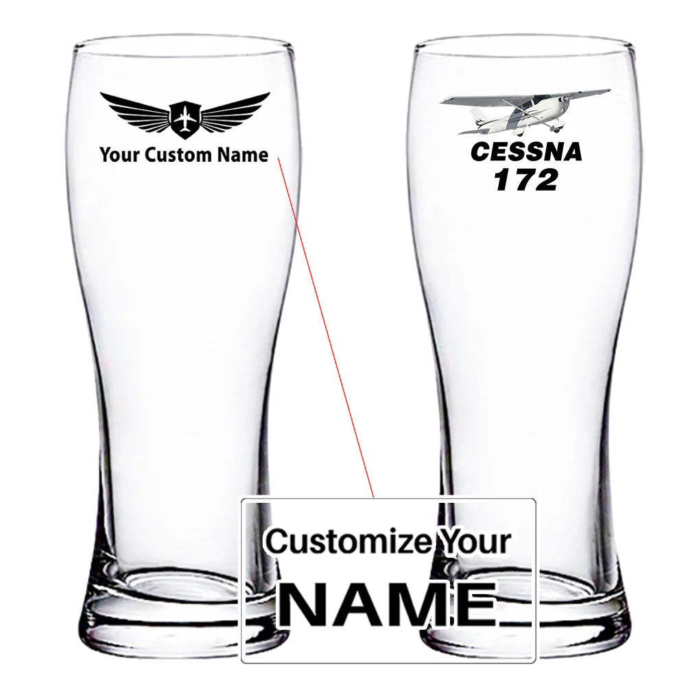 The Cessna 172 Designed Pilsner Beer Glasses