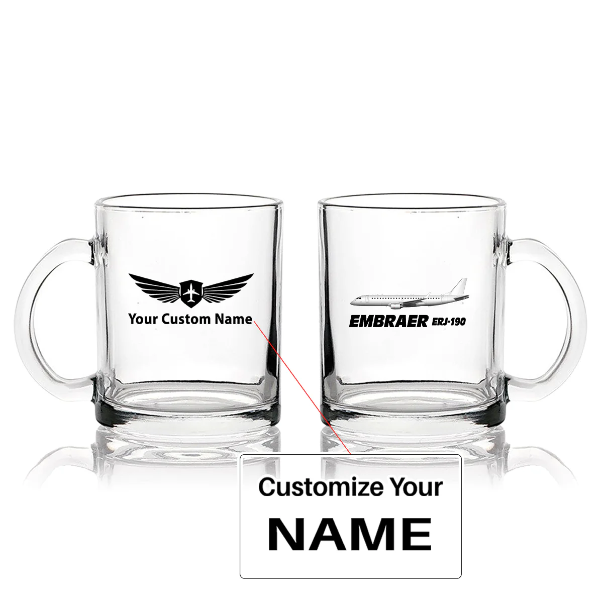 The Embraer ERJ-190 Designed Coffee & Tea Glasses