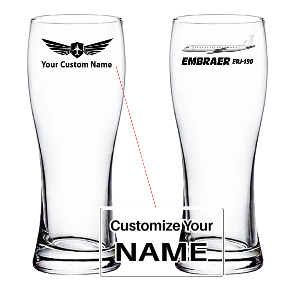The Embraer ERJ-190 Designed Pilsner Beer Glasses