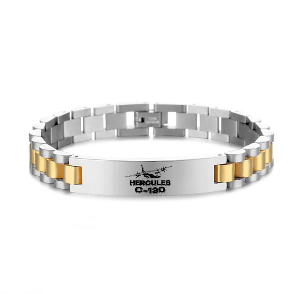 The Fighter Jet 16 Silhouette  Designed Stainless Steel Chain Bracelets - Image 3